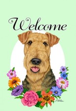 Garden Indoor/Outdoor Welcome Flag (Flowers) - Airedale Terrier 630271