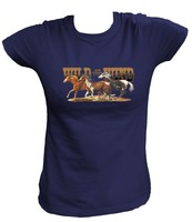 Damen T-Shirt 9939 Wild as the Wind 3 horses Pferde horse Pferd Western Indianer