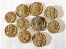 10 Ancient Roman Coins Ae3 - Uncleaned and As Found! - Unique Lot 26802