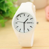 HS Weiß Silikon Band Uhr Damenuhr Armbanduhr Quarzuhr Analog Watch Geschenk