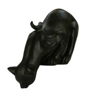 Resin Katze Figur Retro Stil Dekoration Geschenkidee Blick nach unten schwarz