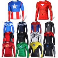 Herren Marvel Superhero Batman Deadpool Langarm T-shirt Sport Radfahren Kleidung