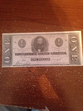 $1 Civil War Currency, 1863 Confederate States of America