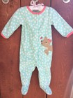 Carters Sleeper 6-9 Months Fleece Footy Pajamas Aqua Deer Euc