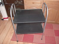 Servierwagen Teewagen Anrichtewagen mattsilber .. schwarze Tabletts