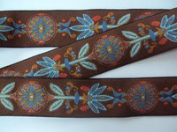 Traumschöne Borte,Pinwheel,Braun,Orange,Mint,24mm,lfm