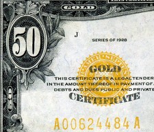 Hgr 1928 $50 Gold Certificate (Rare Grade) Near Uncirculated