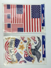 Patriotic USA American Flag Window Clings 4th of July Liberty Eagle Decoration 