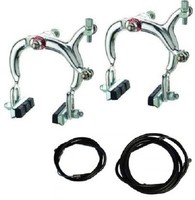 Fahrradbremsen Set VR+HR Synchron Alu silber,Bremse inkl. Züge/ Hüllen, Neu