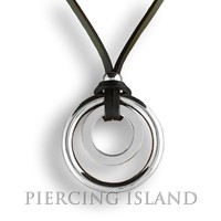 Halskette Kette Edelstahl / Leder Design Schmuck N202