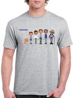 VINTAGE FOOTBALL EVOLUTION T-SHIRT -GREY - CHOOSE YOUR OWN KITS - NON UK TEAMS