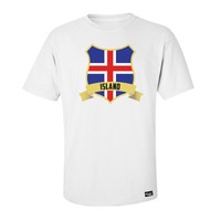 EAKS® HERREN T-SHIRT "ISLAND / ICELAND" weiß #1 Fußball Fan Shirt WM EM 2016