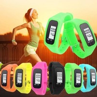 Digital LCD Pedometer Handgelenk Schritt Lauf Entfernung Kalorienzähler Armband+