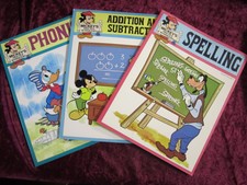 1981 Mickeys Practice Workbooks Set of 3 Phonics Addition & Subtraction Spelling