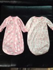 Carter's Fleece Infant Sleep Sack Girls 0-9mo Pink/White Owls Hearts Bunnies Zip