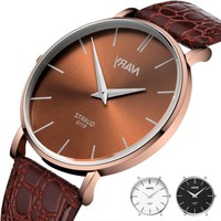 Wasserdicht Herrenuhren große Zifferblatt Business-Sport-Leder-Quarz-Armbanduhr