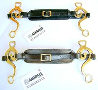 HACKAMORE GEBISSLOSE TRENSE MESSING GOLDEN DEUTSCH SILBER GEPOLSTERT LEDER