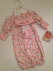 Vitamins Baby Girl Sleep Gown Sack Hat Set Size PREEMIE Pink Floral Hearts