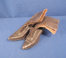 Vintage Antique Victorian High Top Ladies Leather Lace Up Pointed Toe Shoes Boot