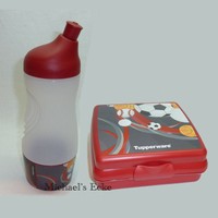 Tupperware Sportfreund 415ml + Sandwich Box Rot/Fussball
