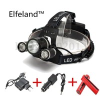 Elfeland 6000LM 3X XML T6 LED Zoomable Stirnlampe Kopflampe mit Akku Ladegerät