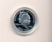 USA ONE DOLLAR 1990 "EISENHOWER CENTENNIAL", SILBER PP