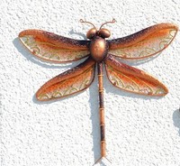 Wanddekoration LIBELLE Metall Orange Wohnaccessoir Skulptur Garten Deko 38x35cm