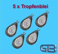 5 x Tropfenblei, Angelblei, Grundblei, Karpfenblei, 30g-50g-70g-80g, mit Öse.