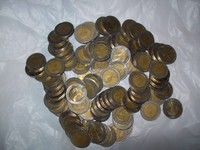 200 gebrauchte orig. gültige 10 THB SAMMEL Münzen THAILAND  10THB bath coins