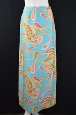 Authentic Vintage 70's Polyester Light Blue/Pink/Beige Mod Maxi Skirt Women's S