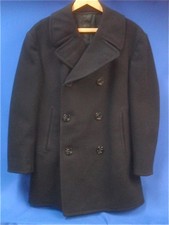 Vintage US Navy Issue Blue Wool Pea Coat Duffle Jacket ~ Size 40 ~