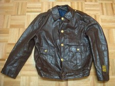 Vintage 60' Sheriff Brown Motorcycle Leather Jacket Sz 44