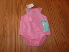 NWT GIRLS CARTER'S BABY 6 MONTHS 1 PIECE SUNSUIT PINK MINT KITTY CAT STRIPED