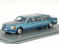 Mercedes W126 S-Klasse Stretch Limousine blau Modellauto45355 Neo 1:43