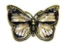 Ek Success Brands Laliberi Large Brass Pendant, 2-Layer, Black Butterfly