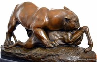 Künstlerbronze signiert Barye Bronzeskulptur Bronzefigur  Bronze Tiger Statue