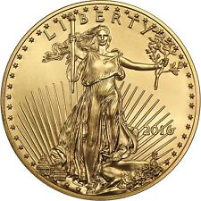 2016 Gold American Eagle (Gae) 1/10oz (Tenth Ounce) $5 Bu