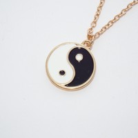 C031 Yin Yang Halskette Kette Anhänger Schmuck Modeschmuck vergoldet Ying Yang