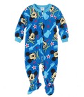 DISNEY MICKEY MOUSE ROCK Boy's 2T, 3T OR 4T Blue Fleece Footed Pajama Sleeper 