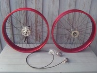 Cruiser Laufradsatz 26 Zoll  80/80mm 3gang Shimano rot  *