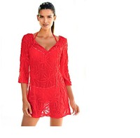 Bluse Shirt Tunika Strand von Heine Gr. 34 koralle