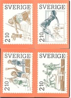 4 schwedische Postkarten siehe Scan, selten !!!!