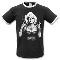 Marilyn Monroe  Gangster T-Shirt Schwarz/Weiß