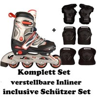 INLINER Kinder Inlineskates + Schützerset verstellbar 34-35-36-37 Skater SNMRZ