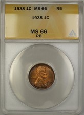 New listing
1938 Lincoln Wheat Penny Cent 1c Coin Anacs Ms-66 Red-Brown Gem Ke