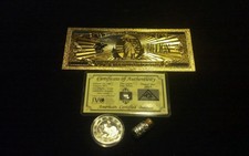 New-Style Gold $1Billion Collectible Rep.*Banknote+Coin/Flake& Bar&Free Shipping!