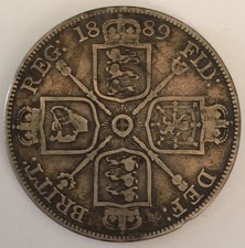1889 Queen Victoria Double Florin coin - Free U.K Postage