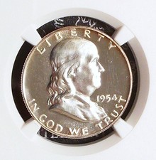 1954 Ngc Pf67 Cameo Proof Franklin Silver Half Dollar Gem Proof Pr67 Cam