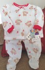 NWT-CARTER'S 2 Piece Footed Pajama's Red/White with Cute Bears sz.9-12 mo.