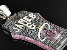 Mens White Gold Finish Simulated Diamond Miami Heat Lebron James Jersey Pendant